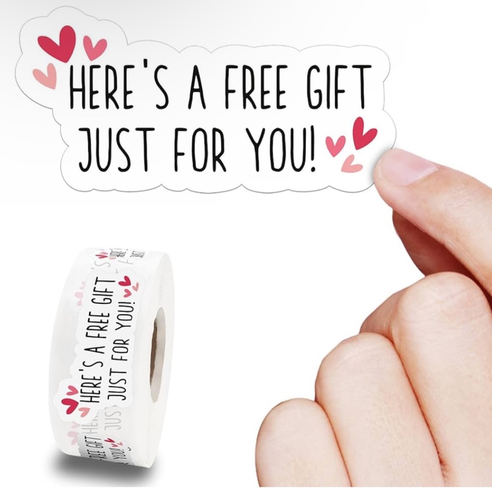 Set of 50 Free Gift Stickers with hearts